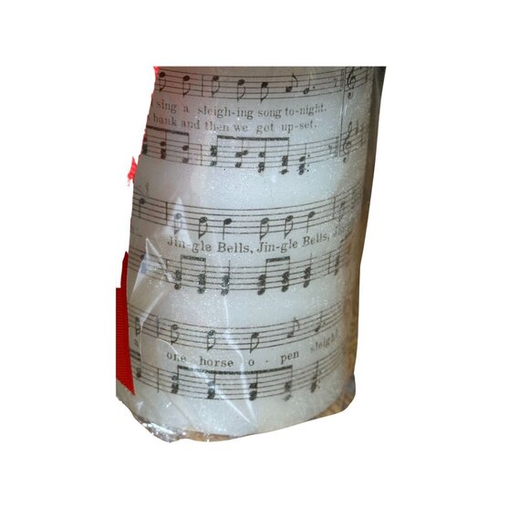 Christmas Sheet Music Pillar Candle | Musical Holiday Decor | Rustic Christmas C - Picture 3 of 6